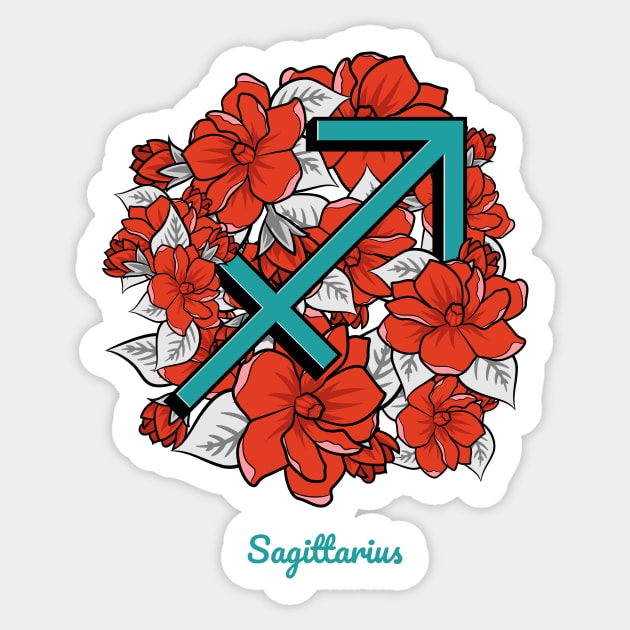 Floral Zodiac Sign Sagittarius Gift Women Men Sticker by teeleoshirts